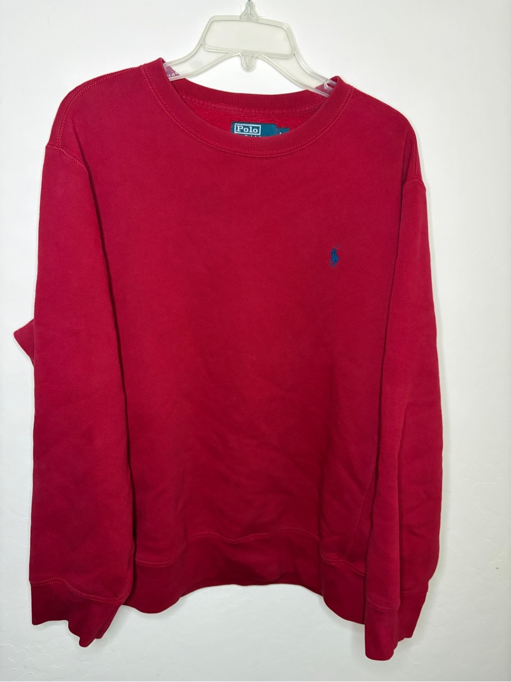 Polo by Ralph Lauren Crimson Crewneck Sweatshirt with Blue Pony